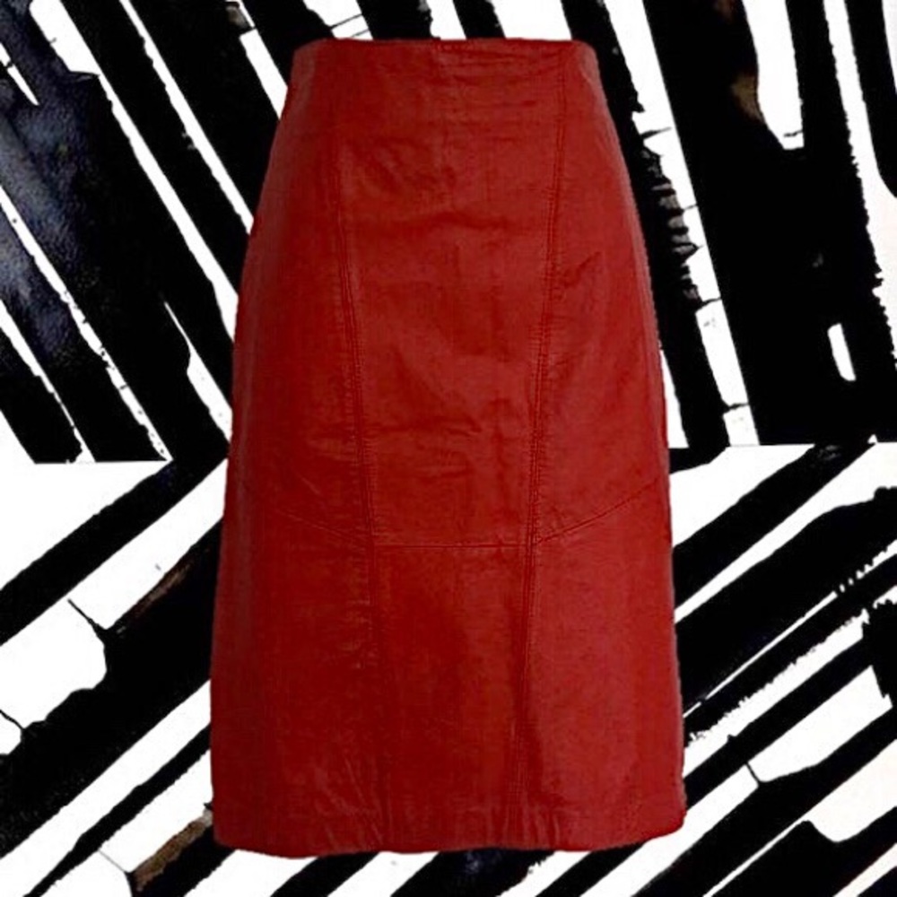 Red leather skirt